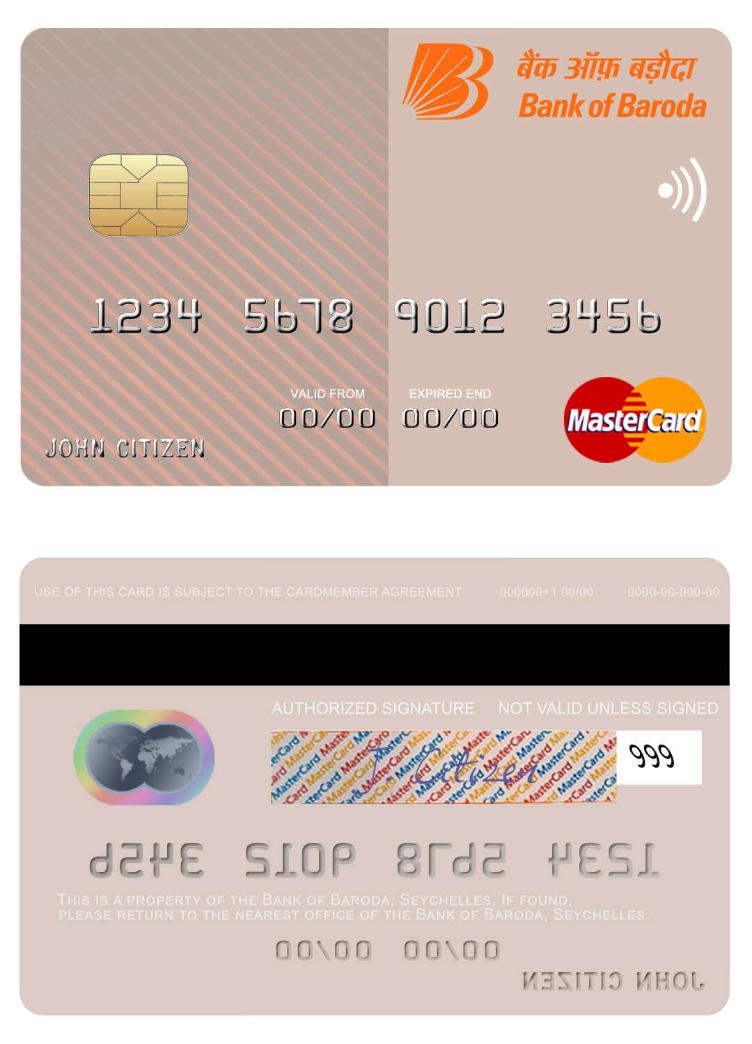 Seychelles Bank of Baroda mastercard